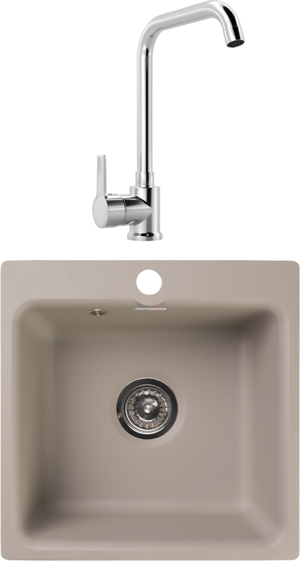 Комплект Мойка GranFest Smart SM 430 песочный + Смеситель MEGA Ege MG-PL10 хром
