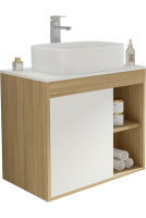 Тумба с раковиной Teymi Nura 70 дуб эврика, матовая белая, раковина Solli 51