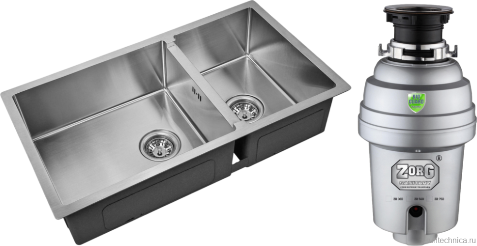 Комплект Мойка Zorg Inox R 78-2-44 + Измельчитель Inox D