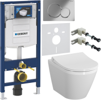 Комплект Унитаз подвесной VitrA Integra Round 7041B003-0075 + Крышка + Инсталляция Geberit Duofix UP 320 111.300.00.5 + Кнопка Sigma 01 115.770.21.5 хром + Крепления 111.815.00.1 к стене + Звукоизоляция