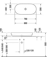 Накладная раковина Duravit Luv 0379800000 80 см