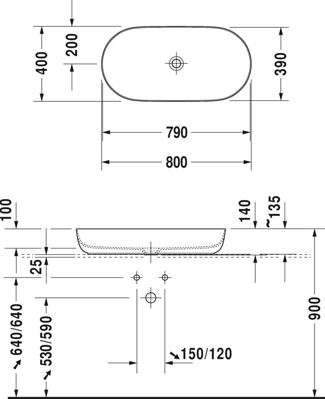 Накладная раковина Duravit Luv 0379800000 80 см