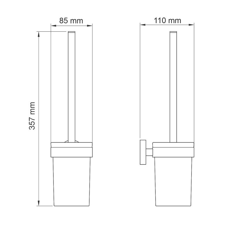 Ершик для унитаза Wasserkraft Glan K-1027POLISHED BLACK черный глянец