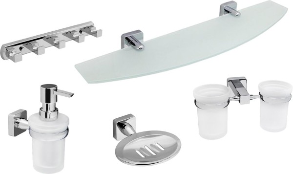 Набор Стакан Wasserkraft Lippe K-6528D + Мыльница K-6569 + Дозатор K-6599 + Полка K-6524 + Крючок K-6575