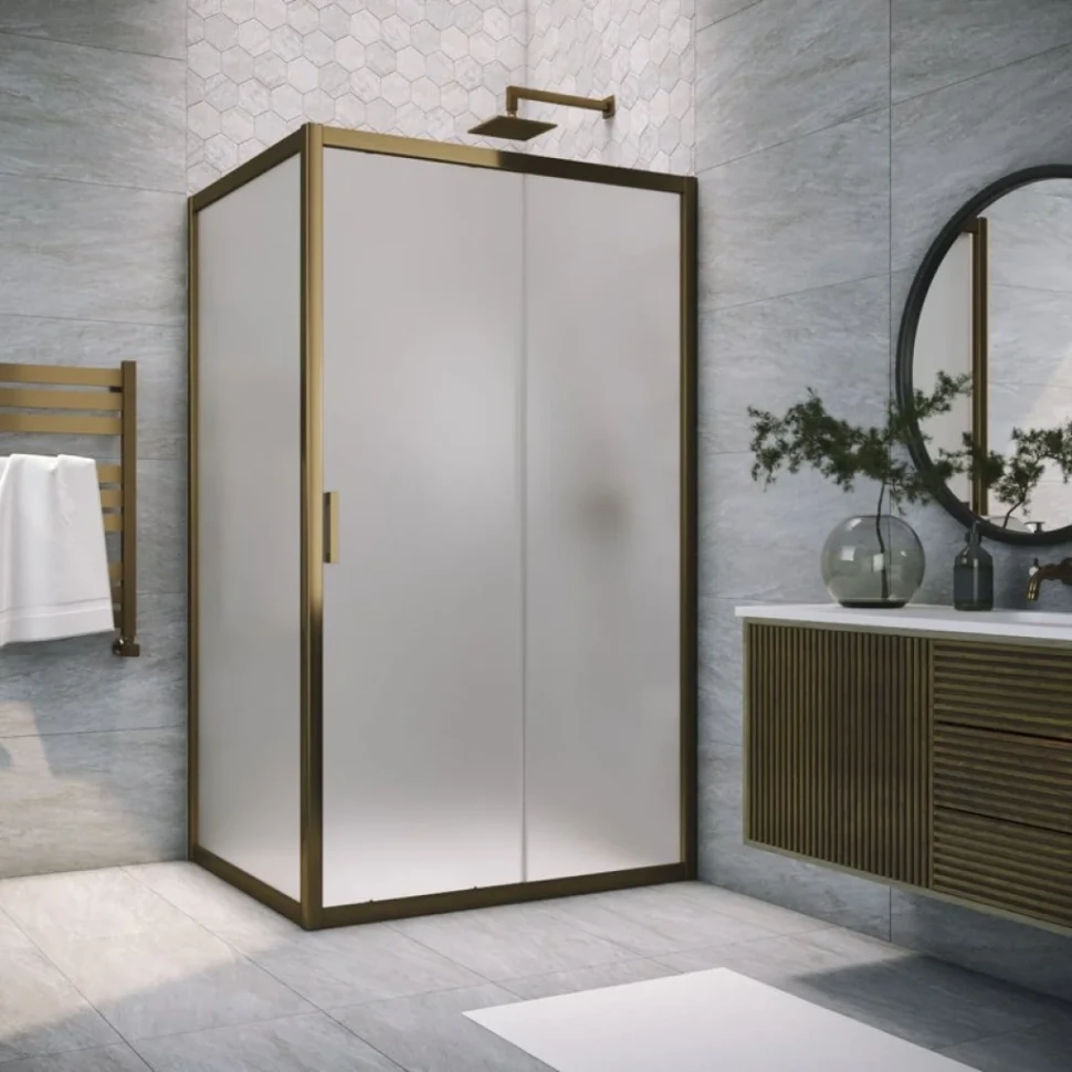Душевой уголок Vegas Glass ZP+ZPV Tur Novo h1900 100*80 05 10 профиль бронза, стекло сатин
