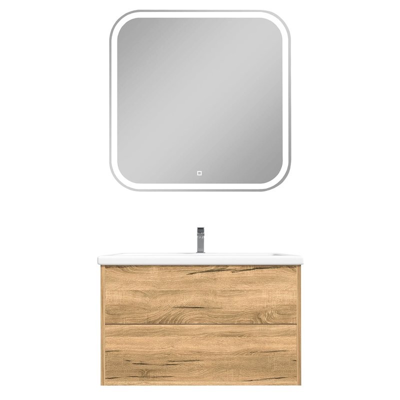 Мебель для ванной комнаты SanStar Siva 70 подвесная, дуб вотан, раковина Миранда