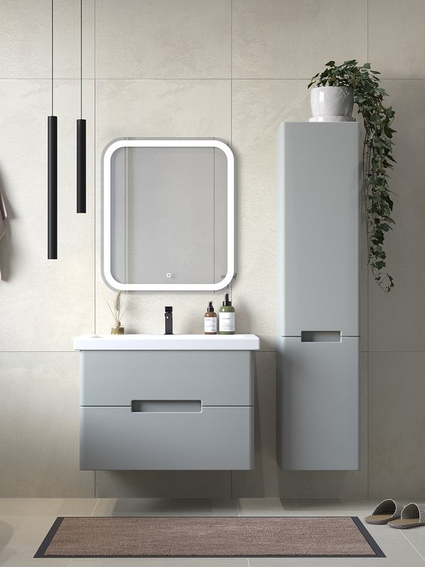 Мебель для ванной комнаты SanStar Ориана 70 подвесная, серая, раковина Cersanit Como 70