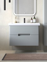 Мебель для ванной комнаты SanStar Ориана 70 подвесная, серая, раковина Cersanit Como 70