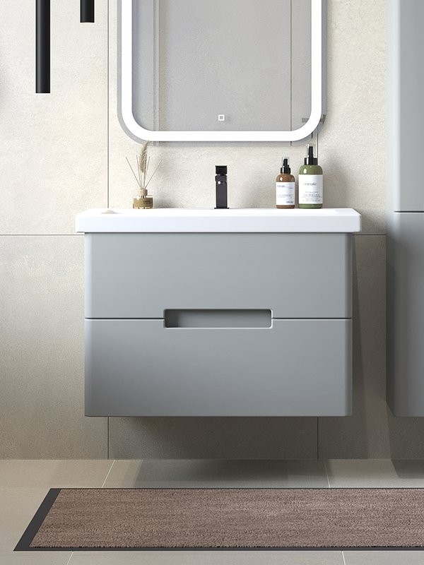 Мебель для ванной комнаты SanStar Ориана 70 подвесная, серая, раковина Cersanit Como 70