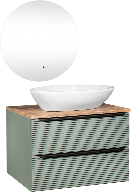 Мебель для ванной комнаты Runo Орлеан 70 зеленая, дуб натуральный, раковина Terzo 60