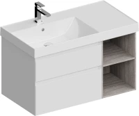 Мебель для ванной комнаты KERAMA MARAZZI Cubo 90, левая подвесная, с ящиками и полкой, белая матовая, древесная