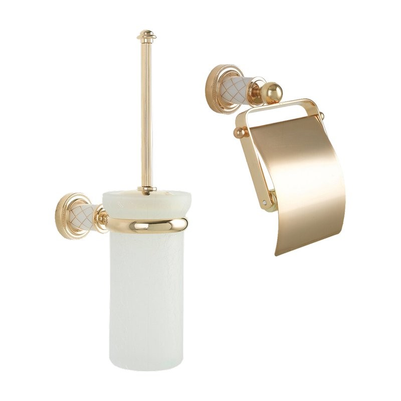 Набор Держатель Boheme Murano 10901-W-G, золото + Ершик 10913-W-G, золото