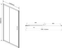 Душевая дверь в нишу Vincea Garda VDS-1G140CLGM 140 см, профиль вороненая сталь, стекло прозрачное