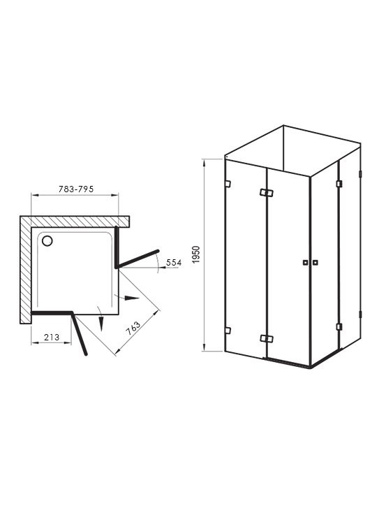 Душевой уголок Ravak Brilliant BSRV4-80 профиль хром, стекло прозрачное Transparent