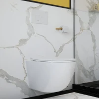 Комплект Унитаз подвесной Aqueduto Ovo OVO0110 безободковый, с микролифтом, белый глянцевый + Инсталляция STWORKI + Кнопка Хельсинки 500474 золотая матовая