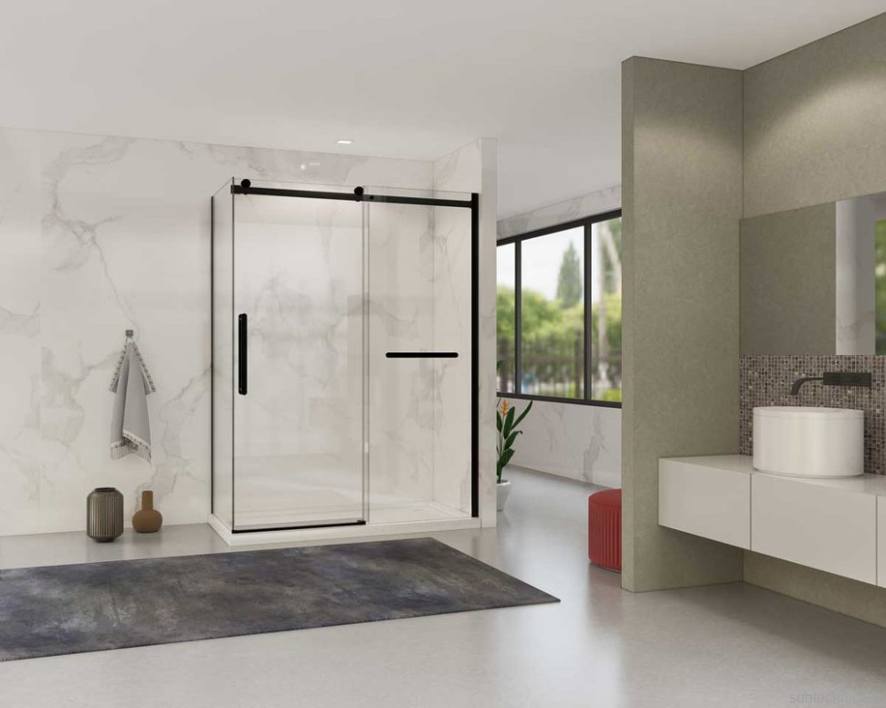 Душевой уголок Vincea Como Soft VSR-1CS1015CLB 150x100 см профиль черный, стекло прозрачное
