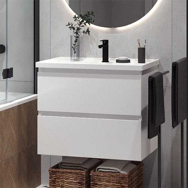 Тумба с раковиной Belux Фаворит 85 подвесная, белая глянцевая, раковина 85-02