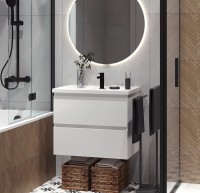 Тумба с раковиной Belux Фаворит 85 подвесная, белая глянцевая, раковина 85-02