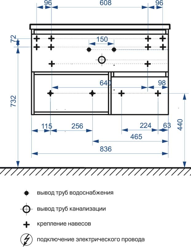 Тумба с раковиной Belux Фаворит 85 подвесная, белая глянцевая, раковина 85-02