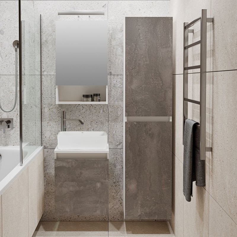 Тумба под раковину без столешницы Runo Бари 40 железный камень