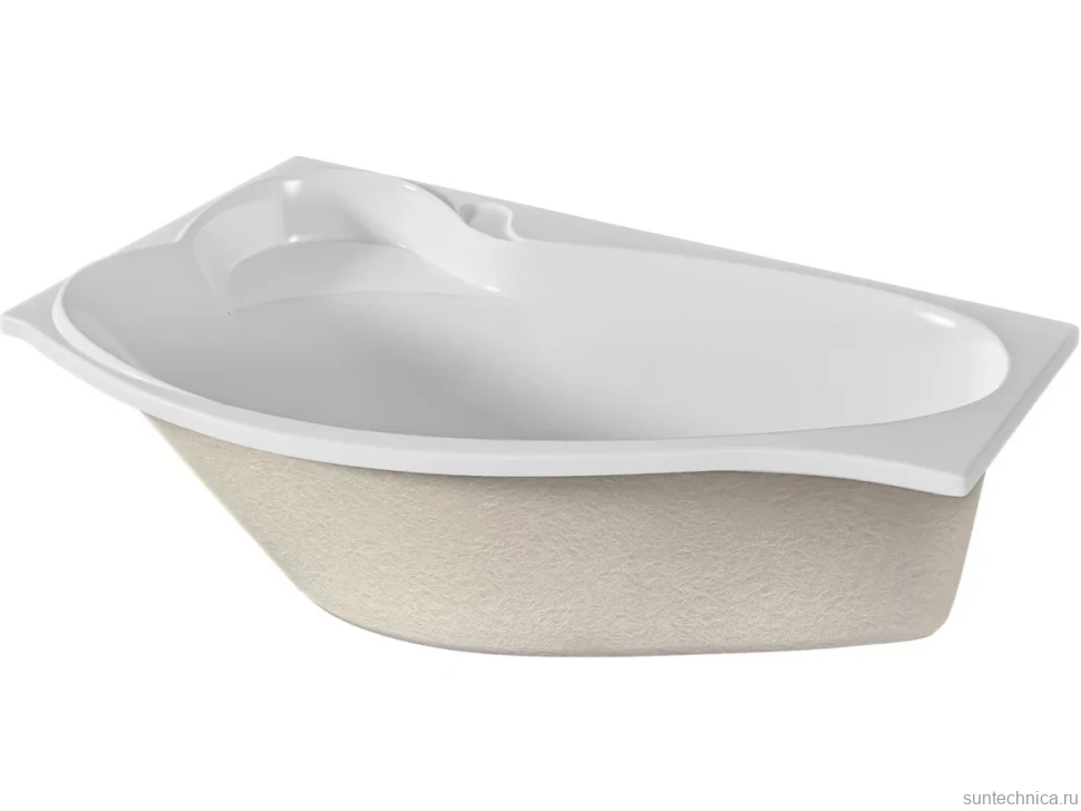 Акриловая ванна Marka One Gracia L 160x95 см, угловая, левая, пристенная, белая, асимметричная, с каркасом, с сиденьем