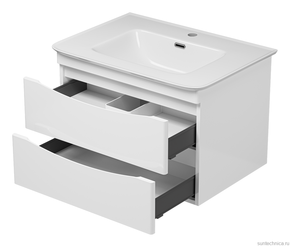 Тумба с раковиной Misty Мираж 70 подвесная, белый глянец
