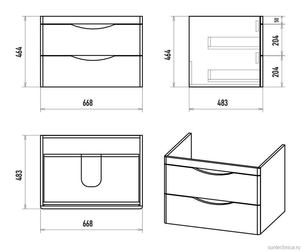 Тумба с раковиной Misty Мираж 70 подвесная, белый глянец