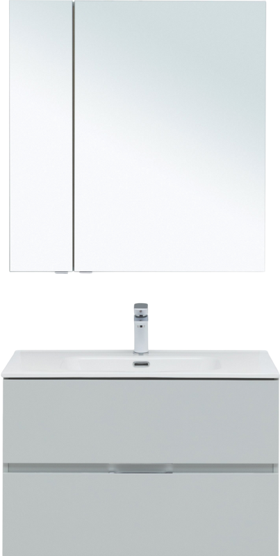 Мебель для ванной комнаты Aquanet Алвита 80 подвесная, серая, 2 ящика