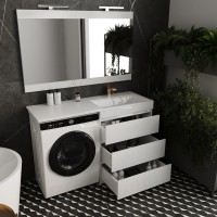 Тумба с раковиной Style Line Даллас 130 Люкс Plus напольная, белая, 3 ящика R