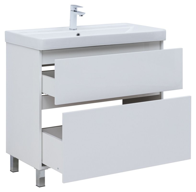Тумба под раковину Aquanet Вега 90 890x460x790 напольная белый глянец