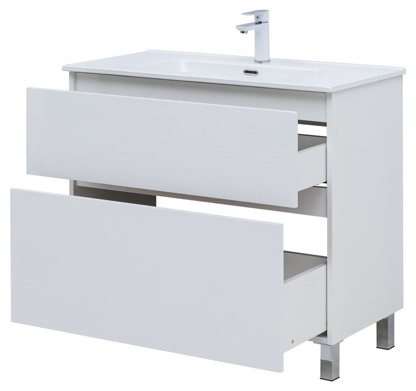 Тумба под раковину Aquanet Вега 90 890x460x790 напольная белый глянец