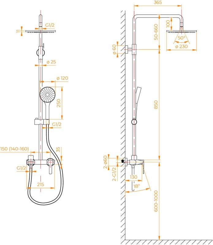 Душевая стойка RGW Shower Panels SP-31B матовый черный