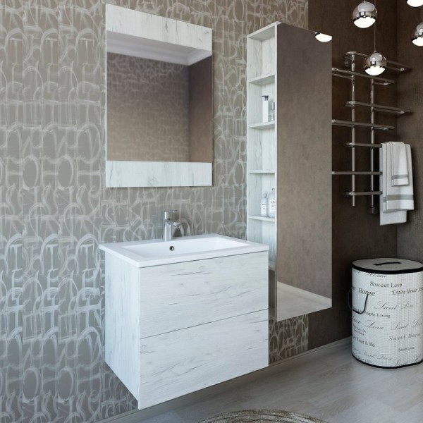 Мебель для ванной комнаты Sanflor Чикаго 65, подвесная, дуб крафт белый