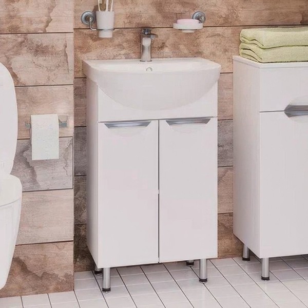 Тумба с раковиной Emmy Милли 50 белая глянцевая