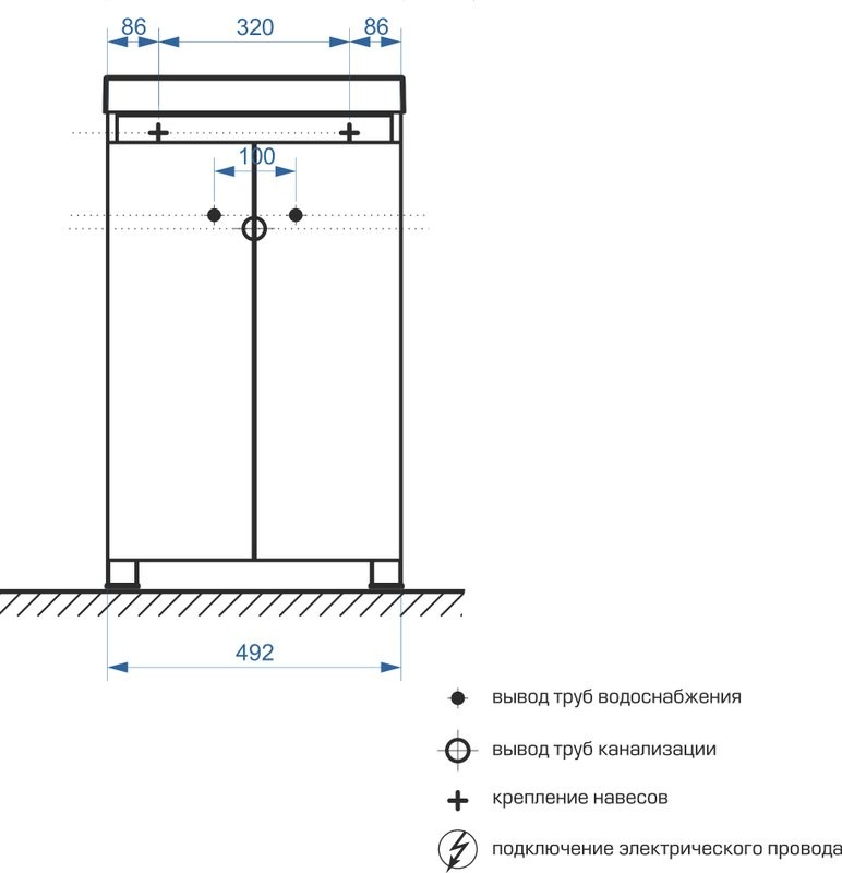 Тумба под раковину без столешницы Belux Бостон Н 50 напольная, бетон чикаго светло-серый