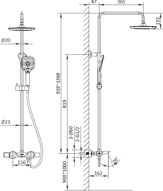 Душевая стойка AltroBagno Diretto 030413 Bi белая