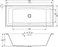 Акриловая ванна Riho Still Square 180x80 см, встраиваемая, белая, с каркасом, со сливом-переливом