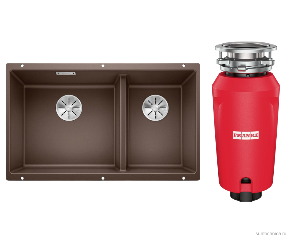 Комплект Мойка Blanco Subline 430/270-U кофе + Измельчитель Franke