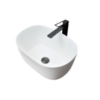 Накладная раковина GID Creativo N9302wg 45 матовая белая, белый графит, овальная, фаянс