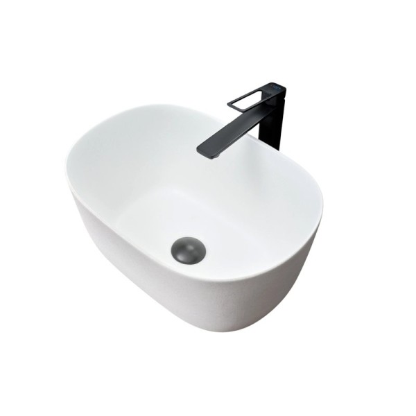 Накладная раковина GID Creativo N9302wg 45 матовая белая, белый графит, овальная, фаянс