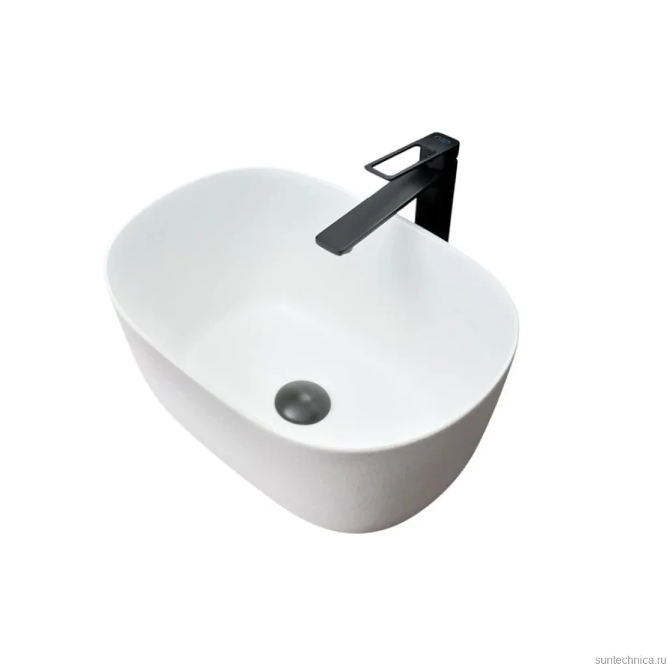 Накладная раковина GID Creativo N9302wg 45 матовая белая, белый графит, овальная, фаянс