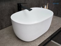Накладная раковина GID Creativo N9302wg 45 матовая белая, белый графит, овальная, фаянс