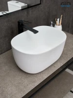 Накладная раковина GID Creativo N9302wg 45 матовая белая, белый графит, овальная, фаянс