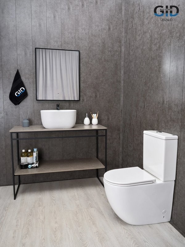 Накладная раковина GID Creativo N9302wg 45 матовая белая, белый графит, овальная, фаянс