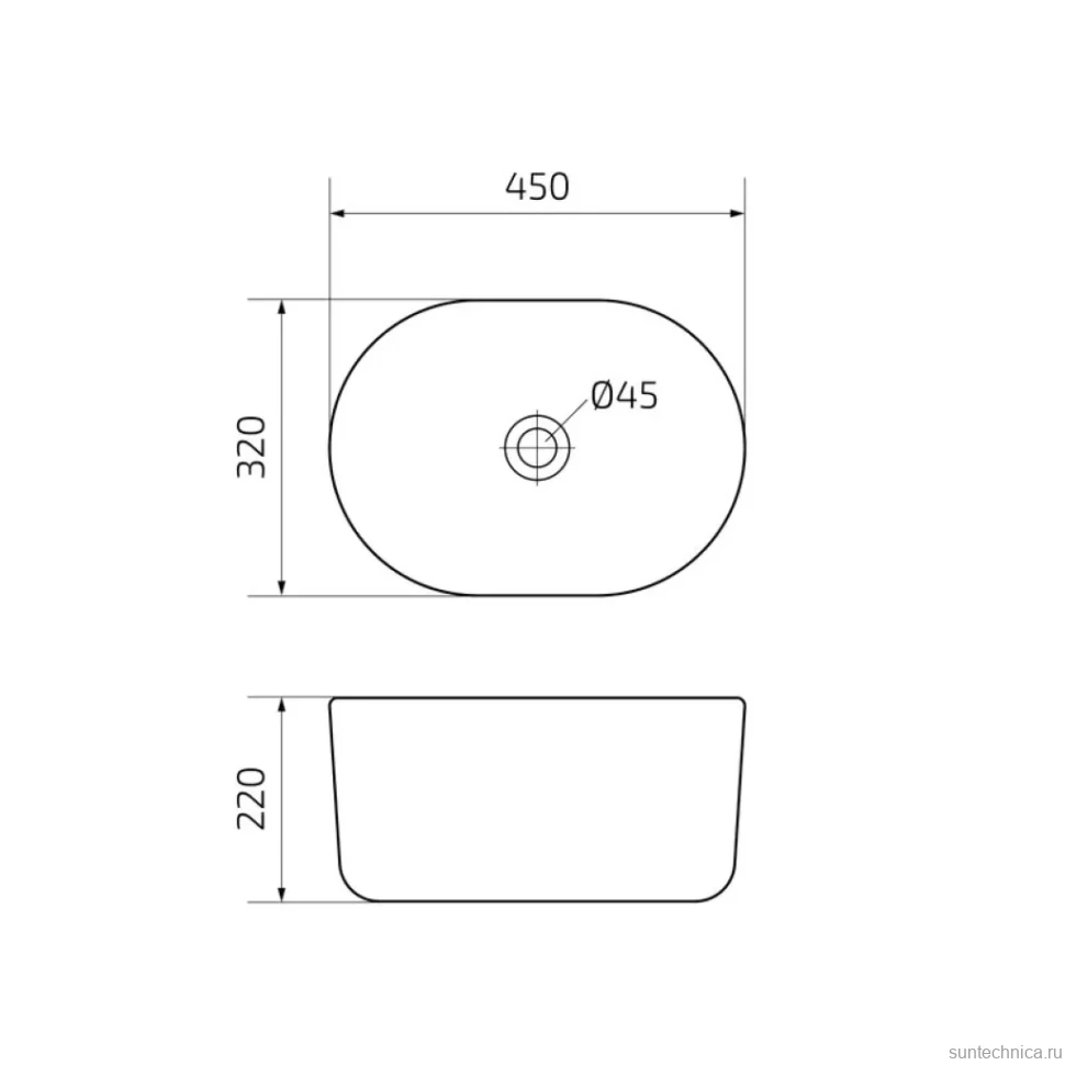Накладная раковина GID Creativo N9302wg 45 матовая белая, белый графит, овальная, фаянс
