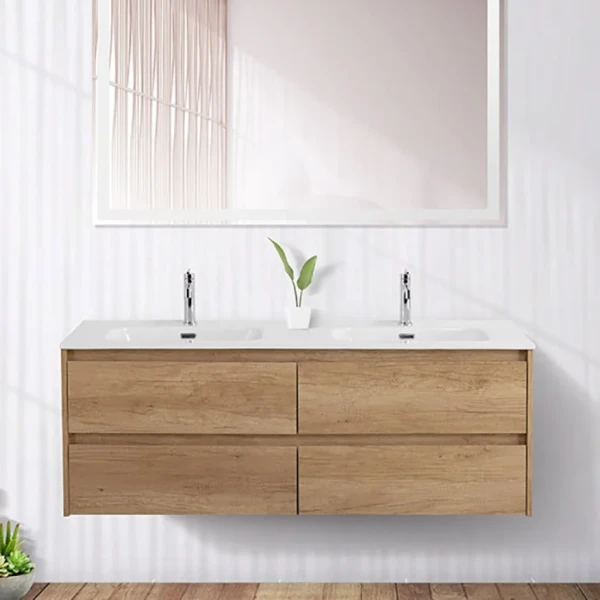 Тумба с раковиной BelBagno Kraft 120 4 ящика, для двоих, rovere nebrasca nature