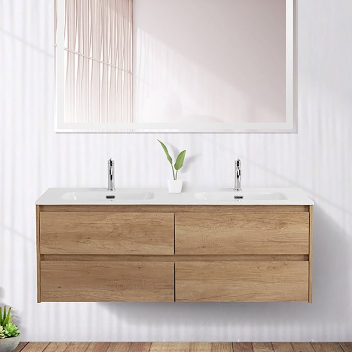 Тумба с раковиной BelBagno Kraft 120 4 ящика, для двоих, rovere nebrasca nature