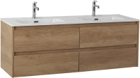 Тумба с раковиной BelBagno Kraft 120 4 ящика, для двоих, rovere nebrasca nature