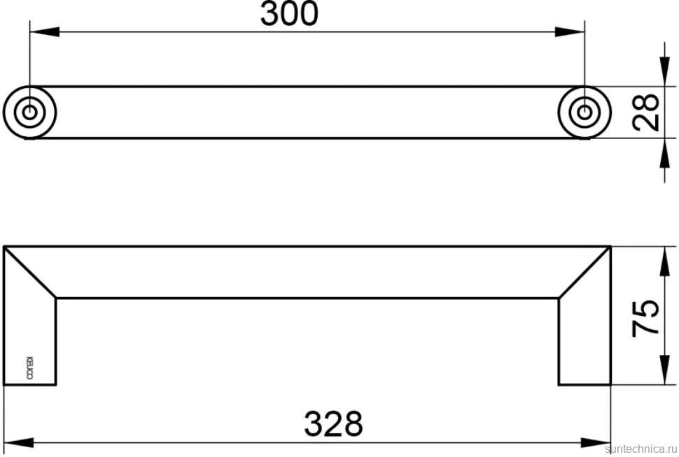 Поручень Keuco Reva 12807370000 латунь, матовый черный, настенный