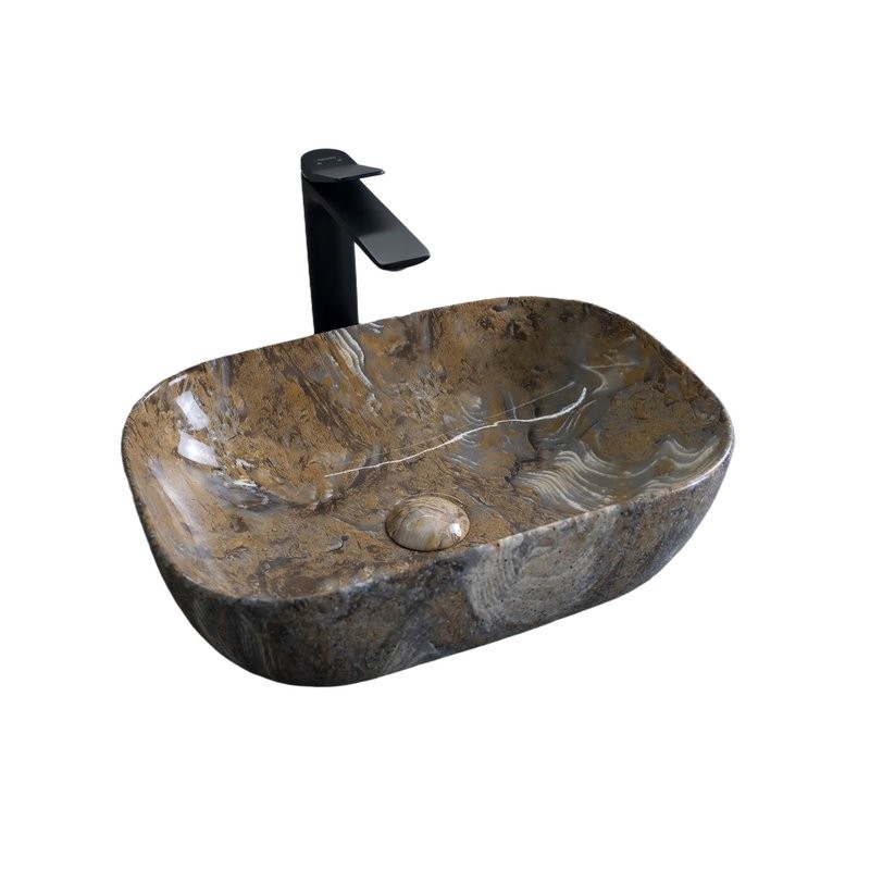 Накладная раковина GID Geometrico Mnc333T 46 под глянцевый камень, прямоугольная, фаянс